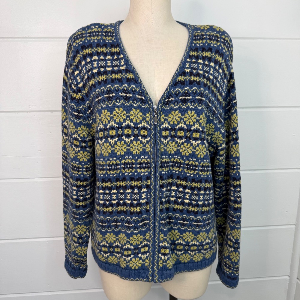 Hand Embroidered Christopher & Banks XL Zip Up Cardigan Sweater CJ Banks